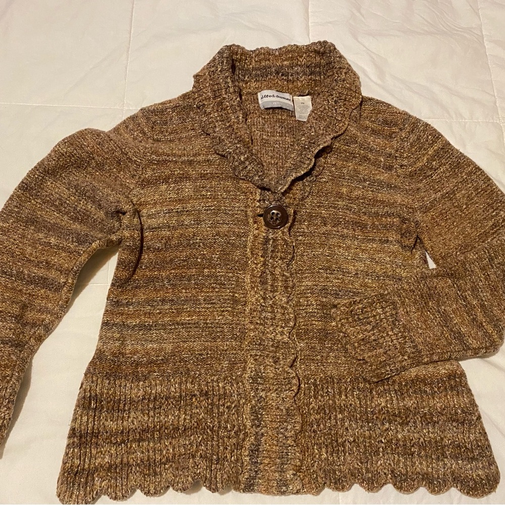 Alfred Dunner Brown Knit Cardigan Sweater